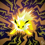  ambiguous_gender black black_eyes eeveelution electricity eva_(artist) fur jolteon nintendo pok&#233;mon pok&eacute;mon simple solo video_games yellow yellow_fur 