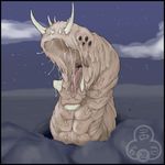  clouds creature drooling gaping_maw monster open_mouth saliva slug_(artist) stars teeth tongue unknown_species worm 