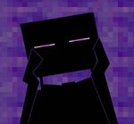  bad_pixiv_id crya enderman hands_on_own_cheeks hands_on_own_face minecraft no_humans open_mouth parody purple_eyes solo yandere yandere_trance 