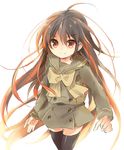  black_hair brown_eyes gradient_hair long_hair multicolored_hair school_uniform serafuku shakugan_no_shana shana solo tachitsu_teto thighhighs two-tone_hair 