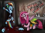  couple cupcakes_(mlp_fanfic) dead dialog dialogue equine female feral friendship_is_magic gore horse mammal my_little_pony nightmare_fuel organs pinkamena_(mlp) pinkie_pie_(mlp) pony rainbow_dash_(mlp) skull text wings 