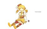  arm_support beret blonde_hair boots breasts brown_legwear comic corset detached_sleeves drill_hair english fingerless_gloves gloves goldfishu grief_seed hair_ornament hairpin hat i_want_my_hat_back long_hair lowres magical_girl mahou_shoujo_madoka_magica mami_mogu_mogu medium_breasts panties pantyshot pantyshot_(sitting) parody puffy_short_sleeves puffy_sleeves ribbon shirt short_sleeves simple_background sitting skirt solo spoilers striped striped_legwear taut_clothes taut_shirt thighhighs tomoe_mami twin_drills twintails underwear vertical-striped_legwear vertical_stripes white_background white_panties yellow_eyes 