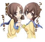  bad_id bad_pixiv_id brown_eyes brown_hair corpse_party grin multiple_girls nakashima_naomi school_uniform serafuku shinohara_seiko short_hair smile translation_request yuui1994 