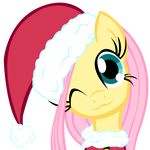  alpha_channel christmas clothing cute demonbarber92 equine female fluttershy_(mlp) friendship_is_magic hair hat hi_res holidays horse looking_at_viewer mammal my_little_pony one_eye_closed pegasus pink_hair pony santa_hat smile solo unknown_artist wings wink yellow_body 