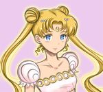  bishoujo_senshi_sailor_moon blonde_hair blue_eyes facial_mark forehead_mark long_hair mizunashi_sora princess_serenity smile solo tsukino_usagi twintails upper_body 