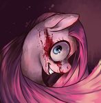  blood equine female friendship_is_magic grin heartagram horse looking_back mammal menacing my_little_pony nightmare_fuel pinkamena_(mlp) pinkie_pie_(mlp) pony signature smile solo teeth where_is_your_god_now 