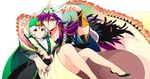  androgynous bad_id bad_pixiv_id black_eyes bracelet cable carrying dalc_rose earrings eyebrows feathers freckles grin highres ja'far jewelry keffiyeh long_hair magi_the_labyrinth_of_magic male_focus multiple_boys pointy_shoes purple_hair red_string ring robe shoes short_hair simple_background sinbad_(magi) smile string tassel thick_eyebrows turban white_background white_hair wide_sleeves wind wrist_cuffs yaoi yellow_eyes 