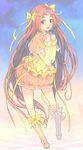  boots bow brown_eyes brown_hair bubble_skirt choker cure_muse_(yellow) heart highres knee_boots long_hair magical_girl precure ribbon shirabe_ako skirt solo suite_precure toromi_chuuka very_long_hair yellow_bow yellow_choker 