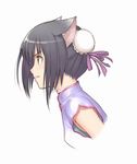  animal_ears bangs black_hair brown_eyes bun_cover cat_ears china_dress chinese_clothes choker double_bun dress flat_chest frills grin hair_between_eyes lace leaning_forward looking_away official_art profile ribbon shaomei_rin shining_(series) shining_hearts short_hair simple_background smile solo tanaka_takayuki turtleneck upper_body white_background 
