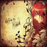  copyright_name elfen_lied face flower lily_(flower) long_hair lucy nikon pink_hair profile sad 