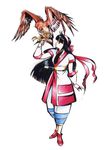  ainu_clothes bird black_hair boots bow fingerless_gloves gloves hair_ribbon hairband hawk long_hair mamahaha mera_jin nakoruru official_art red_bow ribbon samurai_spirits short_sword sword weapon 