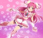  bad_id bad_pixiv_id bike_shorts boots brooch bug butterfly cure_dream dress earrings frills full_body gloves hair_rings heart heart_background inoguchinko insect jewelry long_hair magical_girl midriff pink pink_background pink_hair precure purple_eyes purple_shorts shorts shorts_under_skirt smile solo yes!_precure_5 yumehara_nozomi 