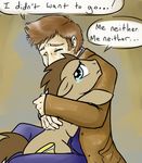 blue_eyes brown_fur brown_hair crossover crying cutie_mark dialog doctor_who doctor_whoof_(mlp) doctor_whooves_(mlp) english_text equine feral friendship_is_magic fur hair horse hug human jacket male mammal man_tears my_little_pony pony tears text the_doctor 