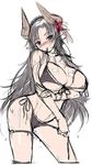  akatsuki_francesca bikini black_hair blush breasts demon_girl flower front-tie_top hair_flower hair_ornament horns huge_breasts long_hair mature mel/a mouth_hold navel original pointy_ears side-tie_bikini silver_hair sketch solo succubus swimsuit thigh_strap undressing untying wet 