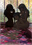  ass bathing clawdette dark_skin elina flowers leina long_hair multiple_girls photoshop queen's_blade short_hair water yuri 