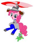  blue_eyes clothing coat crossover ecto-500 equine female feral friendship_is_magic gummy_(mlp) helicopter horse inspector_gadget inspector_gadget_(franchise) mammal my_little_pony pants pinkie_pie_(mlp) plain_background pony white_background 
