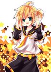  belt blonde_hair blue_eyes highres kagamine_len male_focus momomiya_mion solo vocaloid 