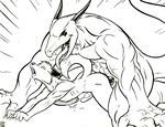  anal_penetration artist black_and_white cum cumshot dragon gay horn interspecies male max_blackrabbit monochrome nude orgasm penetration penis size_difference tail tongue 