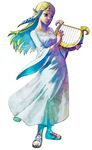  artist_request blonde_hair blue_eyes bracelet dress harp highres instrument jewelry long_hair official_art pointy_ears princess_zelda solo the_legend_of_zelda the_legend_of_zelda:_skyward_sword 