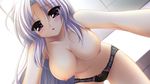  blush breasts game_cg ikura_nagisa long_hair mashiro_summer nipples panties topless underwear white_hair yasaka_chihiru 