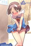  blush brown_eyes brown_hair hairband io_takuya original panties solo underwear 