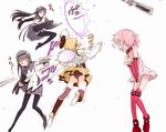  akemi_homura battle duplicate gun hitting homu kaname_madoka kicking lingerie magical_girl magical_musket mahou_shoujo_madoka_magica motion_blur multiple_girls panties panties_under_pantyhose pantyhose rifle shield teri_terio thighhighs tomoe_mami underwear weapon 