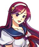  asamiya_athena bad_id bad_pixiv_id breasts collarbone earrings face hair_ornament hairband highres jewelry kkaiju long_hair medium_breasts purple_eyes purple_hair school_uniform serafuku smile solo star star_hair_ornament the_king_of_fighters the_king_of_fighters_xi upper_body 