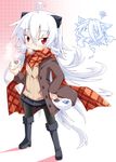  food long_hair original pantyhose red_eyes reku scarf shiroko_(reku) white_hair 