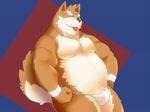  canine chubby dog fundoshi launcher_(artist) male mammal muscles solo tongue topless underwear 