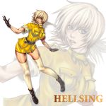  blonde_hair blue_eyes gloves hellsing highres lips miniskirt raite seras_victoria short_hair skirt solo thighhighs uniform zoom_layer 