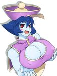  bad_id bad_pixiv_id blue_hair blue_skin blush blush_stickers breast_hold breast_lift breasts china_dress chinese_clothes cleavage cleavage_cutout covered_nipples dress flipped_hair hat huge_breasts jiangshi lei_lei monster_girl nail_polish ofuda red_eyes short_hair skindentation sleeveless smile solo tsukudani_(coke-buta) vampire_(game) 