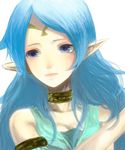  blue_eyes blue_hair jewelry nayru oracle_of_ages pointy_ears simple_background solo the_legend_of_zelda the_legend_of_zelda:_oracle_of_ages 