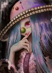  blue_hair clown fingernail_polish hat makeup nail_polish original pink_eyes 