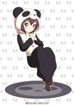  animal_costume black_hair blush brown_eyes buttons funami_yui kei-suwabe panda_costume solo yuru_yuri 