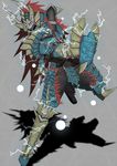  armor capcom electricity jinouga jinouga_(armor) male male_focus monster_hunter monster_hunter_portable_3rd scales zinogre_(armor) 
