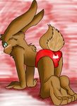  all_fours bisexual brown bunny_boy female lagomorph male mkalar panties rabbit red_panties suggestive underwear witchy-wolf young_adult 