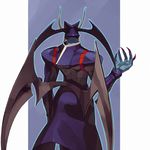  bat_wings blue_skin head_wings jedah_dohma male_focus shihou_(g-o-s) simple_background solo vampire_(game) wings 