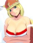  bad_id bad_pixiv_id blonde_hair blue_eyes breasts cleavage feathers large_breasts masao smile solo upper_body valkyrie_(vnd) valkyrie_no_densetsu 