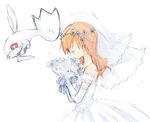  artist_request bride dithering dress flower gen_2_pokemon head_wreath kasumi_(pokemon) orange_hair pokemon pokemon_(anime) pokemon_(creature) simple_background tears togetic wedding_dress white_background 
