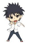  black_hair brown_eyes chibi kamijou_touma lowres male_focus nekomamire school_uniform solo to_aru_majutsu_no_index 