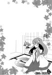  chibi detached_sleeves greyscale hair_ornament highres kochiya_sanae kogawa monochrome multiple_girls touhou translated yasaka_kanako 