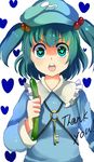  bad_id bad_pixiv_id cucumber haihai hair_bobbles hair_ornament heart heart-shaped_pupils kawashiro_nitori key short_hair solo symbol-shaped_pupils touhou two_side_up 