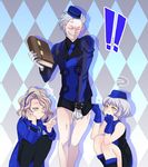  2girls angry bad_id bad_pixiv_id blonde_hair blush book crossdressing elizabeth_(persona) family hat ironmaskbear legs margaret_(persona) multiple_girls no_legwear no_pants pantyhose persona persona_3 persona_3_portable persona_4 short_hair siblings silver_hair squatting teodor wavy_hair yellow_eyes 