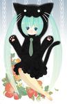  animal_ears bad_id bad_pixiv_id barefoot blue_eyes cat_ears cat_tail chibi hatsune_miku long_hair necktie puzzle157xxx smile solo tail twintails very_long_hair vocaloid 