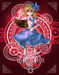  alice_margatroid alice_margatroid_(pc-98) blonde_hair blue_hairband book chain emerane hairband highres lock magic_circle red_eyes solo touhou touhou_(pc-98) 