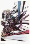  absurdres belt blonde_hair blue_eyes brown_hair fingerless_gloves gloves guilty_gear headband highres huge_weapon ishiwatari_daisuke ky_kiske long_hair multiple_boys official_art order-sol ponytail red_eyes sol_badguy sword weapon 