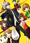  5girls amagi_yukiko bag doujima_nanako doujima_ryoutarou hanamura_yousuke kujikawa_rise kuma_(persona_4) macchatei_koeda multiple_boys multiple_girls narukami_yuu persona persona_4 satonaka_chie school_uniform shirogane_naoto shopping_bag stuffed_animal stuffed_toy tatsumi_kanji 