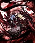  abstract black_hair blonde_hair flandre_scarlet flying glowing glowing_eyes hat highres multiple_girls remilia_scarlet siblings sisters touhou wings yoshioka_yoshiko 