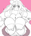  hairu long_hair macross macross_frontier monochrome panties pantyshot pink_background sheryl_nome solo underwear 