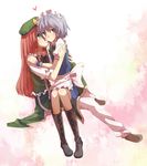  bad_id bad_pixiv_id couple hong_meiling hug izayoi_sakuya multiple_girls sitting sitting_on_lap sitting_on_person sou_(tuhut) touhou yuri 